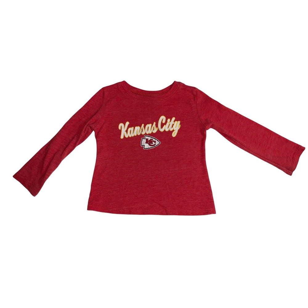 NFL Team Apparel Kansas City Chiefs Red Heather Long Sleeve Graphic Tee Kids 2T